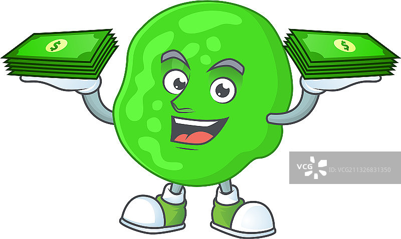快乐的球菌拿着钱图片素材