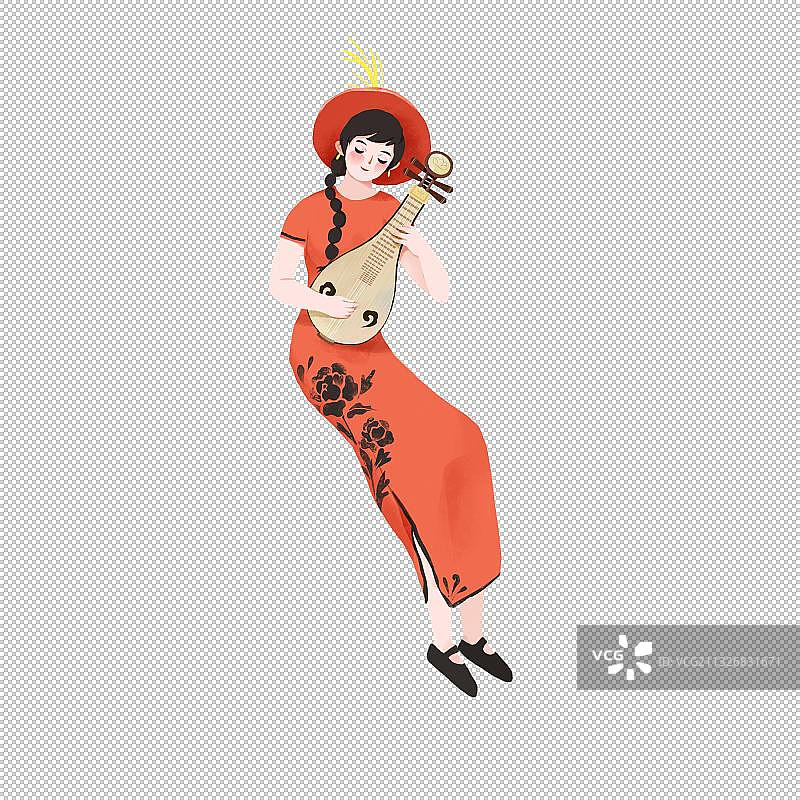 琵琶弹奏图片素材