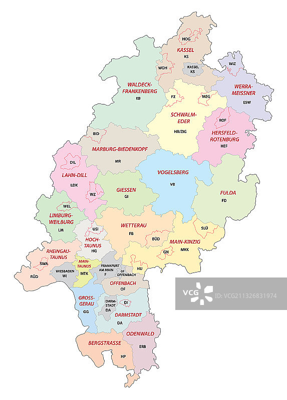 黑森地区地图与车牌图片素材