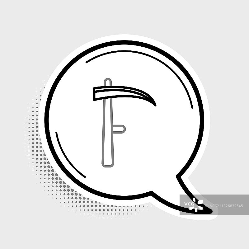 灰色背景上隔离的线条镰刀图标图片素材