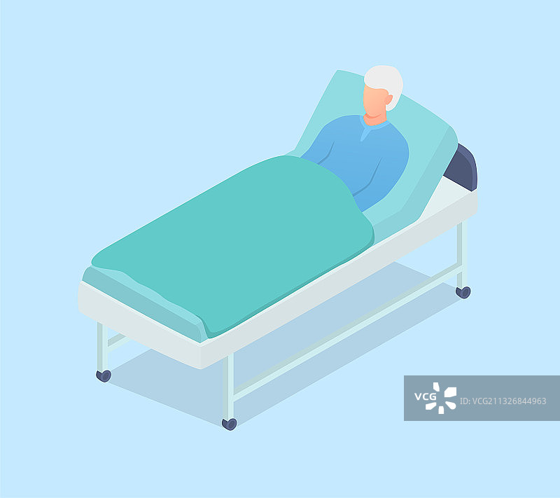 老年病人睡在现代化的床上图片素材