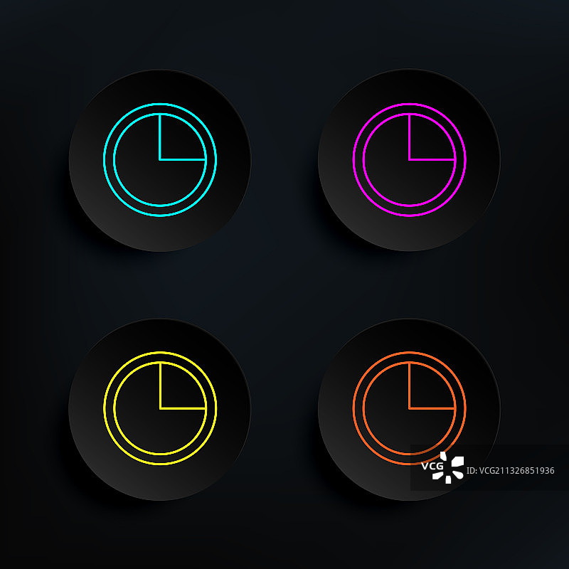 时间深色徽章彩色图标简约细线套装图片素材