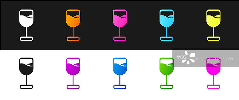 黑白葡萄酒杯图标图片素材