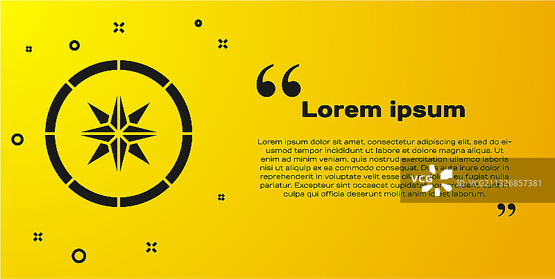 黄色背景上的黑色指南针图标图片素材