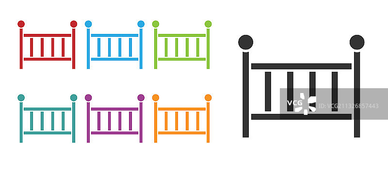 白色背景上的黑色婴儿床图标图片素材