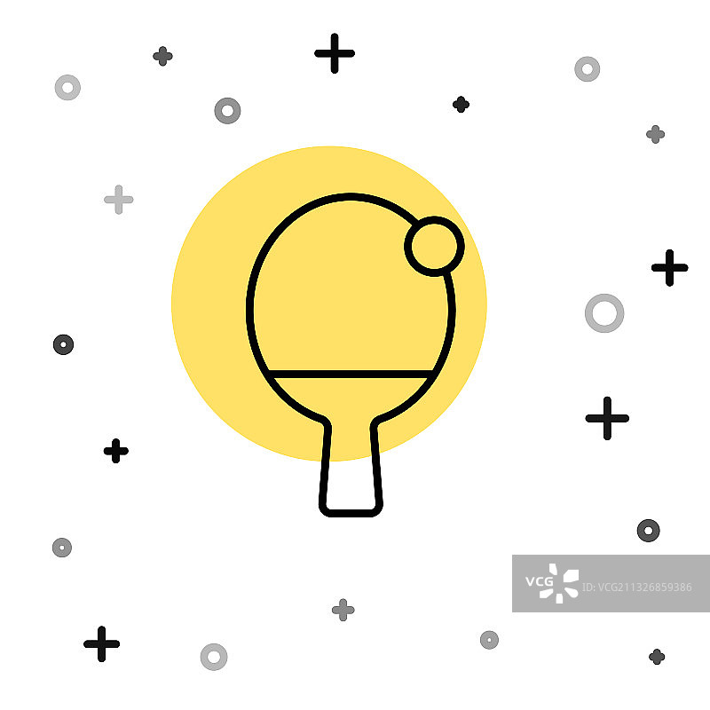 乒乓球拍黑线图标图片素材