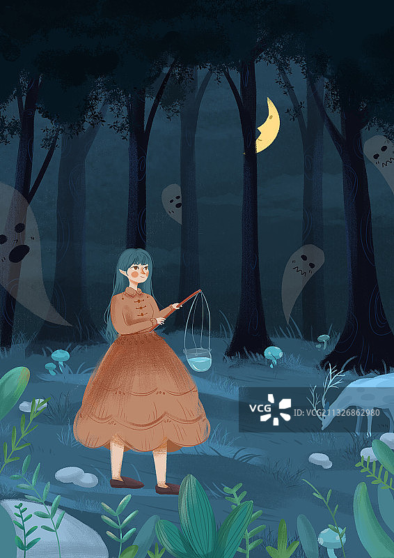 女孩，儿童插画，自然，精灵图片素材