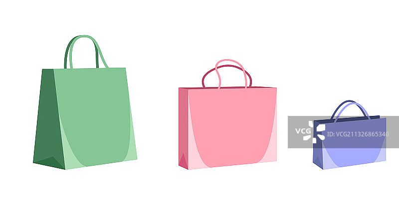 彩色空白纸质购物袋图片素材