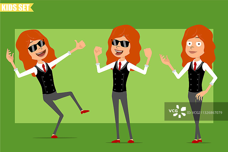 卡通扁平风格红发女孩角色图片素材