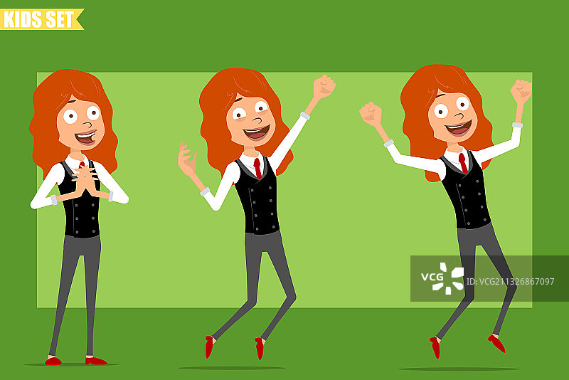 卡通扁平风格红发女孩角色图片素材