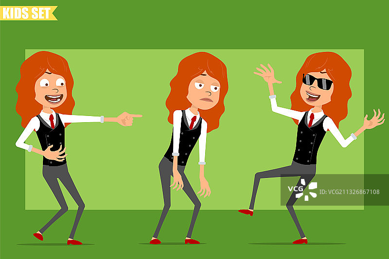 卡通扁平风格红发女孩角色图片素材