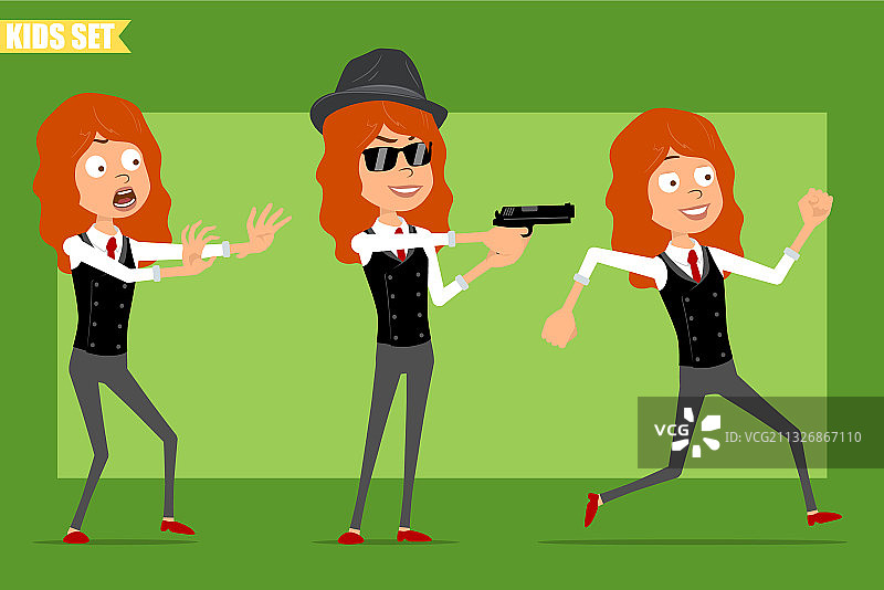 卡通扁平风格红发女孩角色图片素材