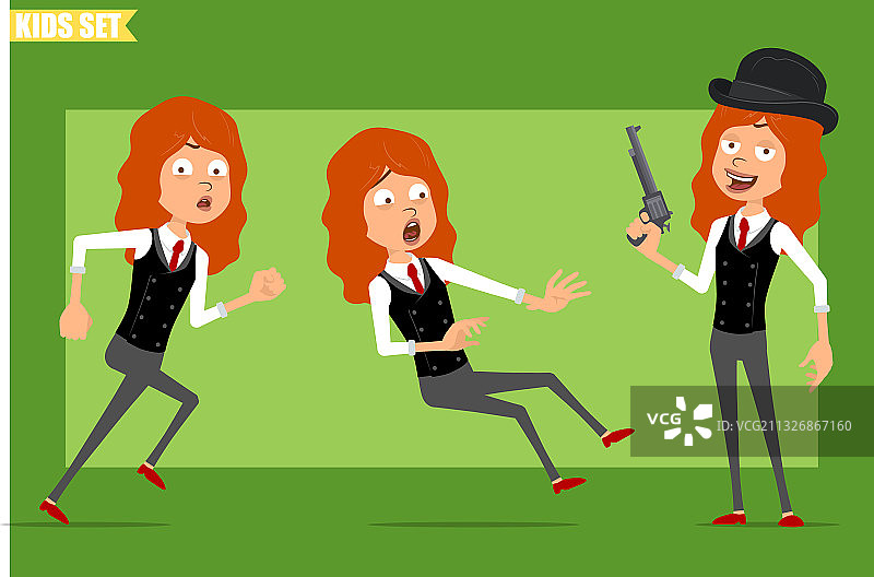 卡通扁平风格红发女孩角色图片素材