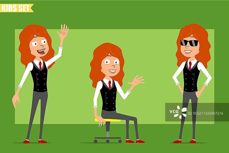 卡通扁平风格红发女孩角色图片素材