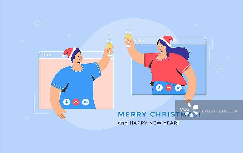 通过视频通话祝贺圣诞节图片素材