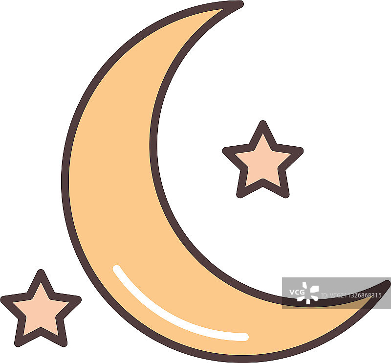 天气夜晚星星月亮线条填充风格图片素材