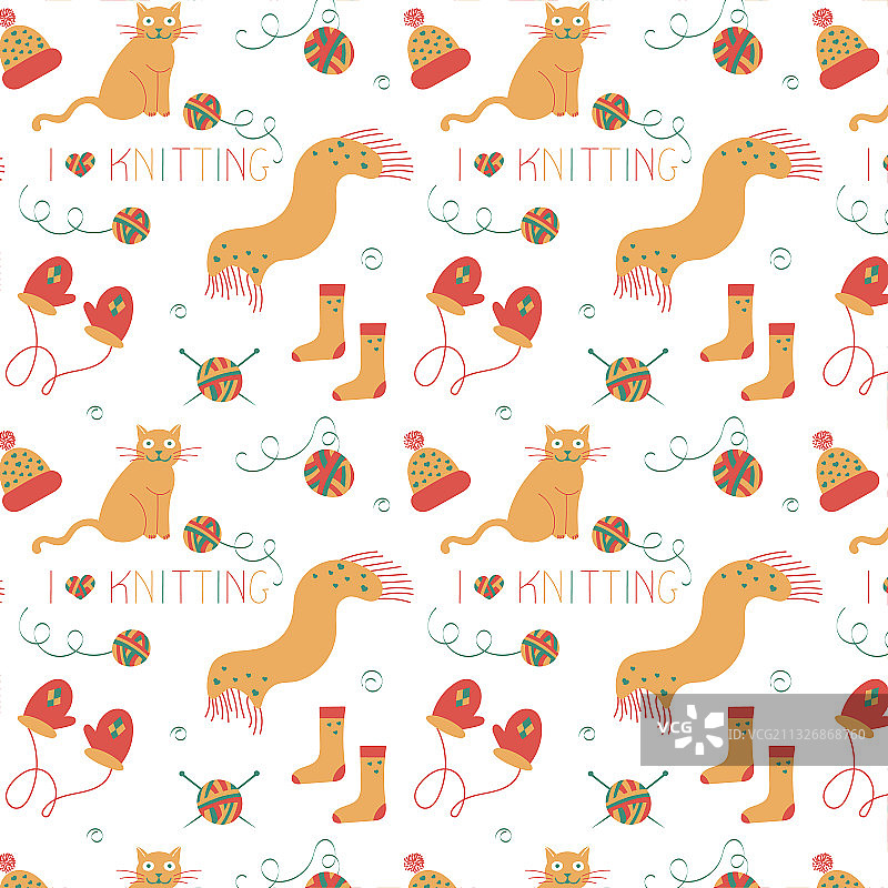 涂鸦风格针织手绘线条无缝图案图片素材