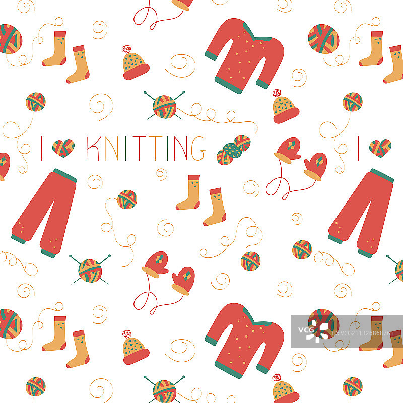 涂鸦风格针织手绘线条无缝图案图片素材