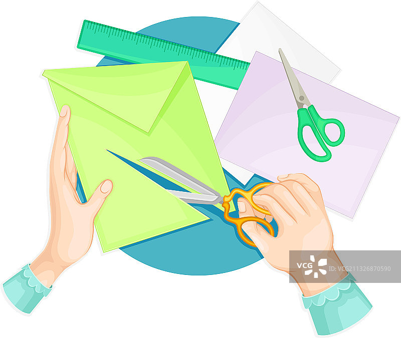 手臂进行折纸或艺术纸折叠图片素材