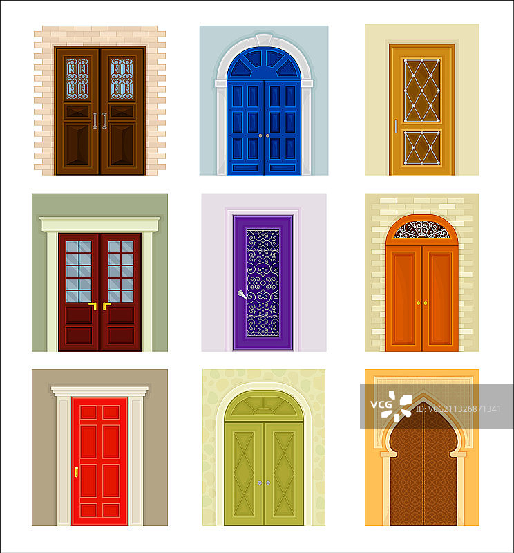 作为铰链可移动屏障的古代和现代门图片素材