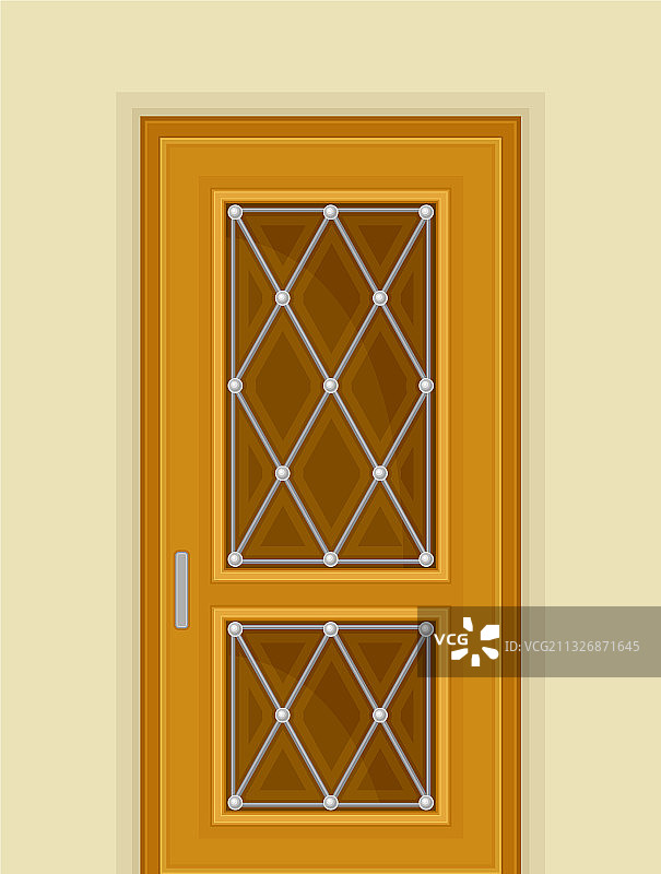 带窗户和菱形装饰的木门图片素材