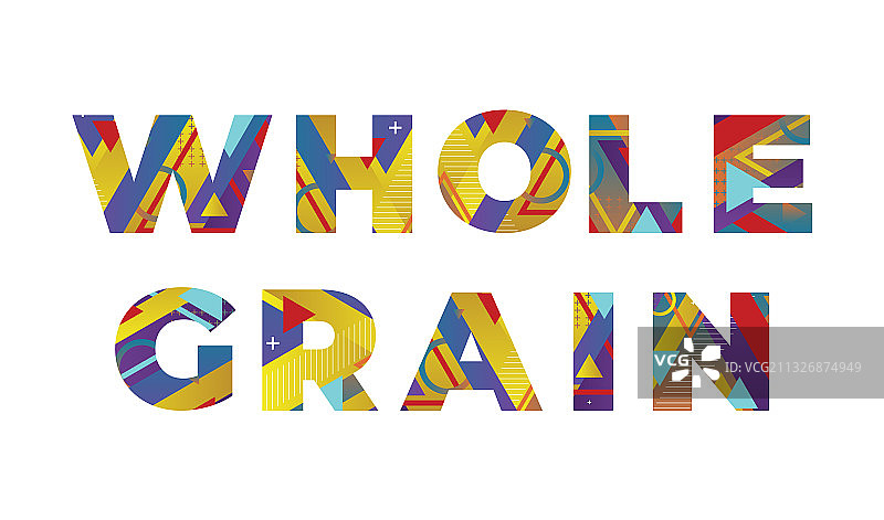 全谷物概念复古彩色文字艺术图片素材