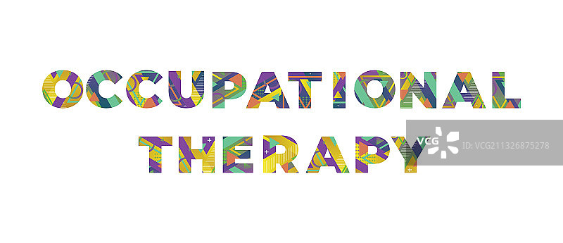 职业治疗概念复古彩色文字图片素材