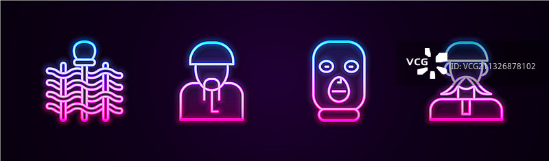 柳条栅栏、乌克兰哥萨克和小偷线条组合图片素材