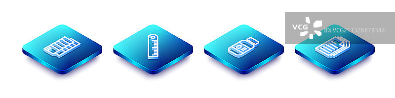 2.5D线条潘通色卡、尺子、打印机墨水图片素材