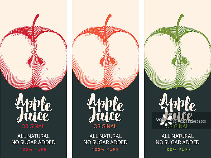 苹果汁标签与苹果和文字图片素材