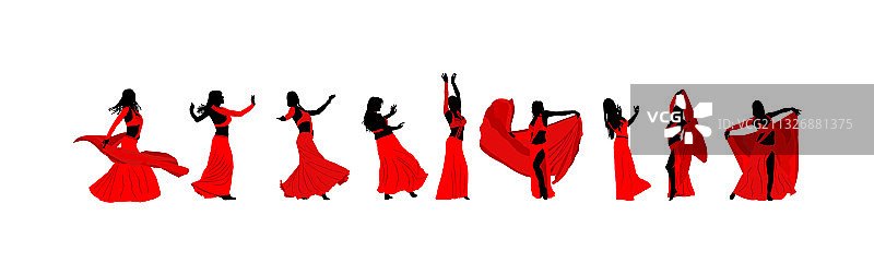 跳肚皮舞的女子剪影图片素材