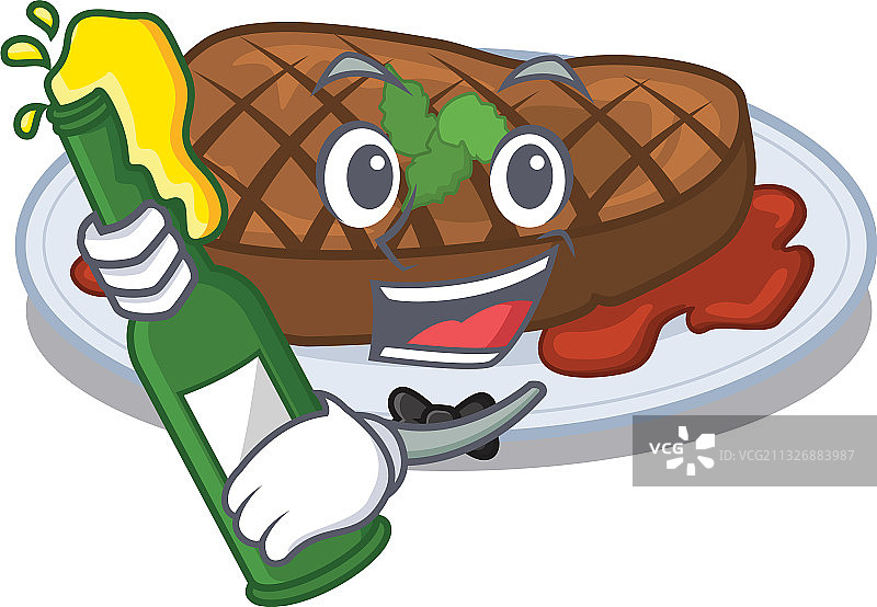 烤牛排吉祥物角色设计图片素材