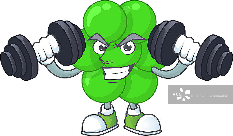 卡通人物：金黄色葡萄球菌在锻炼图片素材