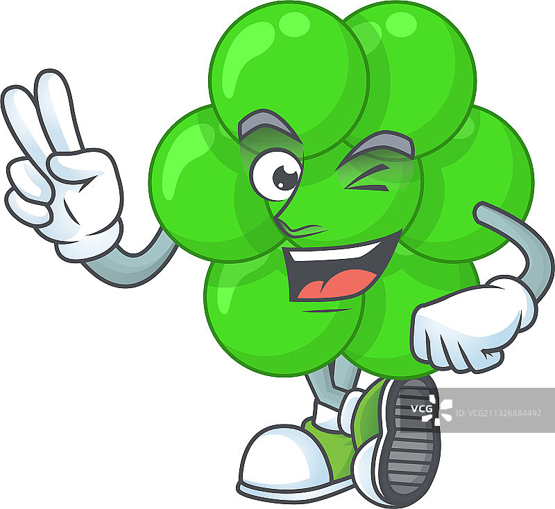 微笑的金黄色葡萄球菌与两根手指图片素材