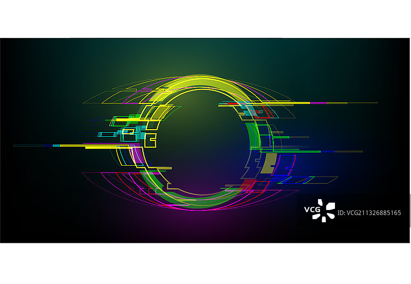 赛博朋克风格的未来故障圆圈图片素材