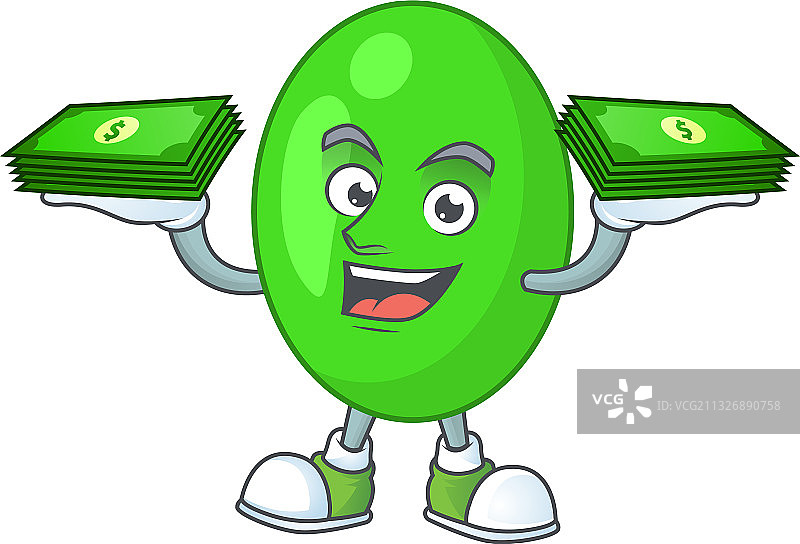 手拿钞票的快乐四人卡通形象图片素材