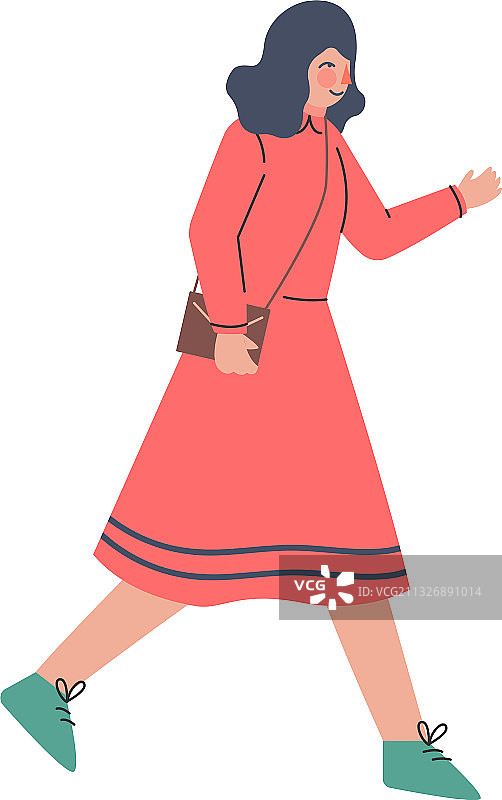 匆忙小跑前进的年轻女子图片素材