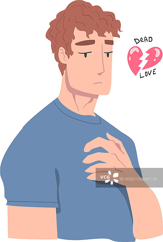 因心碎而感到痛苦的沮丧男人图片素材