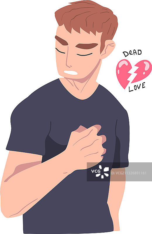 因心碎而感到痛苦的沮丧男人图片素材