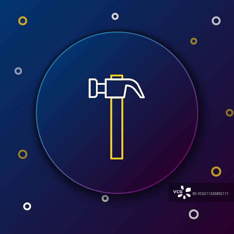 蓝色背景上的线条锤子工具图标图片素材