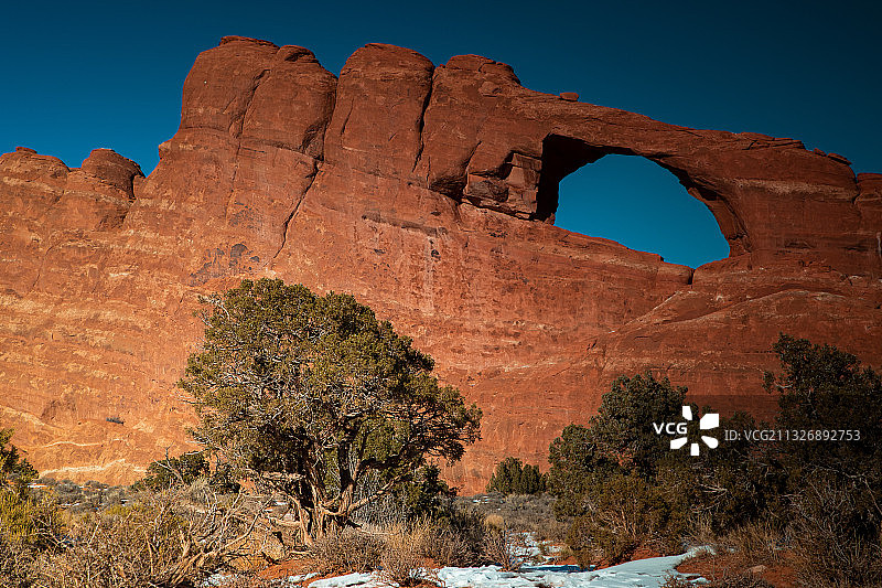 美国犹他州拱门国家公园岩层低角度景观图片素材