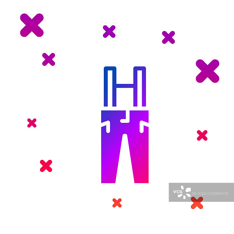 彩色背带裤图标，白色背景图片素材
