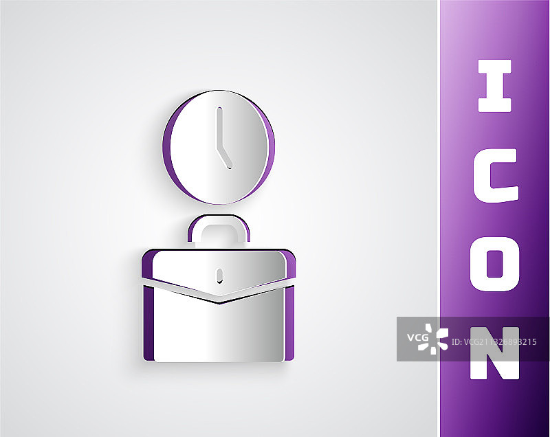 灰色背景的剪纸风工作时间图标图片素材