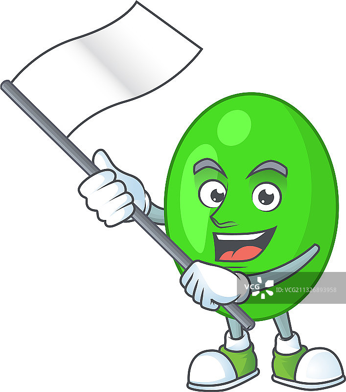 带有白旗的可爱漫画四合一角色图片素材