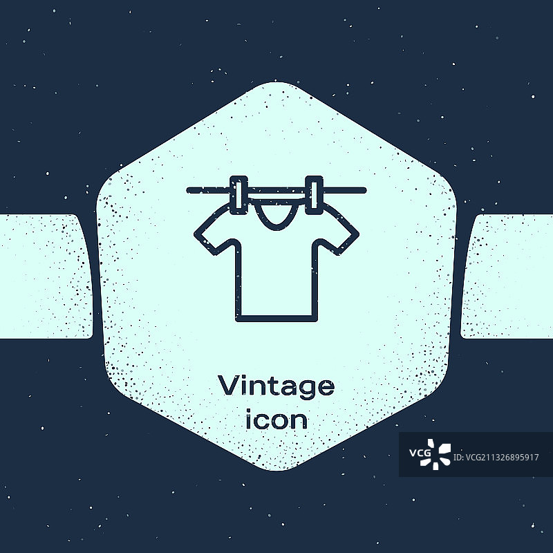 蓝色背景上的复古风晾晒衣服图标图片素材