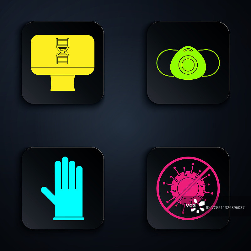 病毒DNA螺旋与电脑医疗套装图片素材