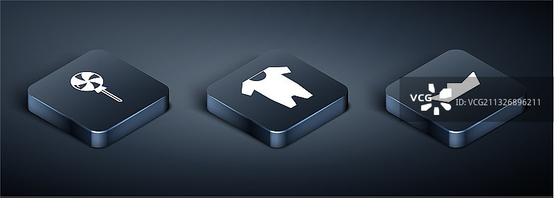 2.5D棒棒糖、折纸船和婴儿套装图片素材