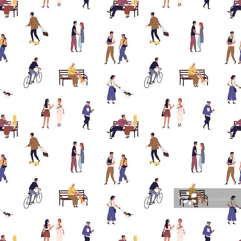 人群行走无缝图案图片素材