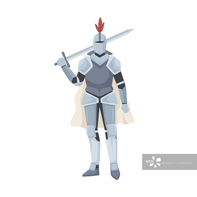 身穿盔甲斗篷的中世纪骑士图片素材