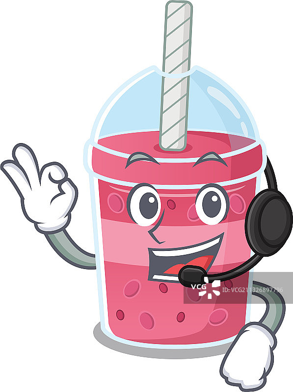 华丽的草莓珍珠奶茶吉祥物图片素材